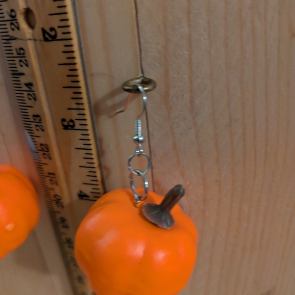 Orange Pumpkin Earrings - Picture 4 of 5